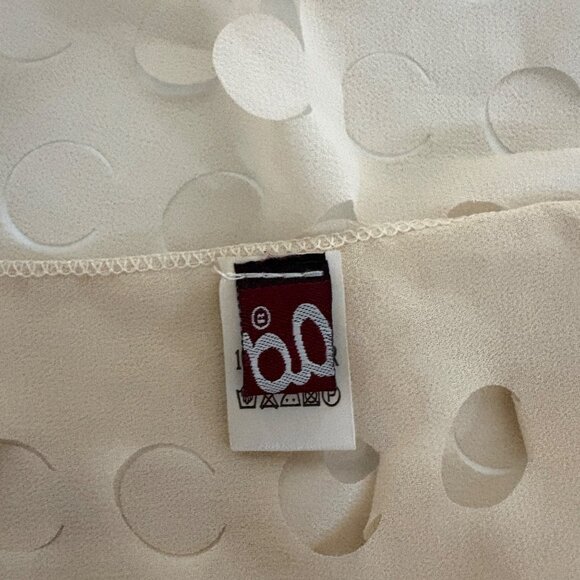 Sheer Beige Scarf Wrap Cutout Polka Dots Lightweight Boho Hippie Funky Playful - Picture 4 of 10